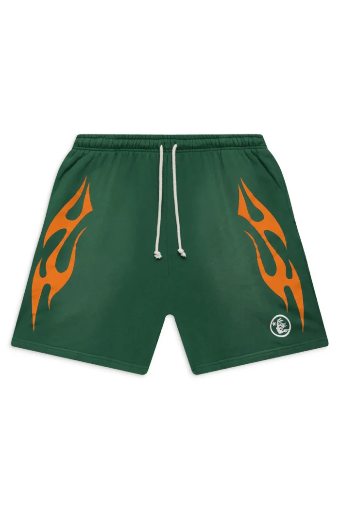 Hellstar Flame Shorts Green